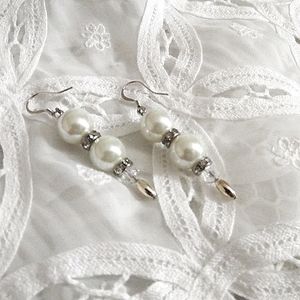 Dangle Earrings Swski Crystal/Pearl 2.25" L